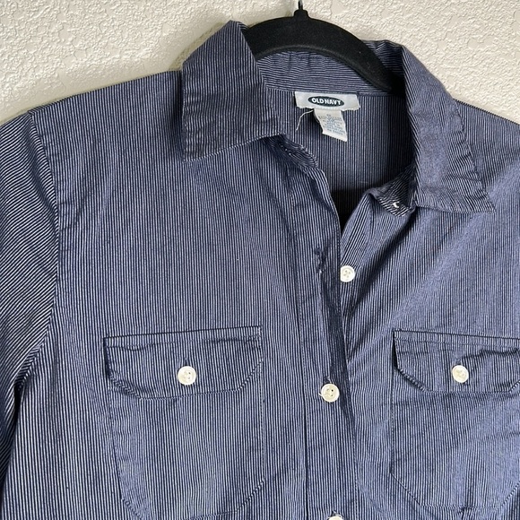Old Navy Blue & White Striped Button Down Top Size Small - Picture 2 of 5